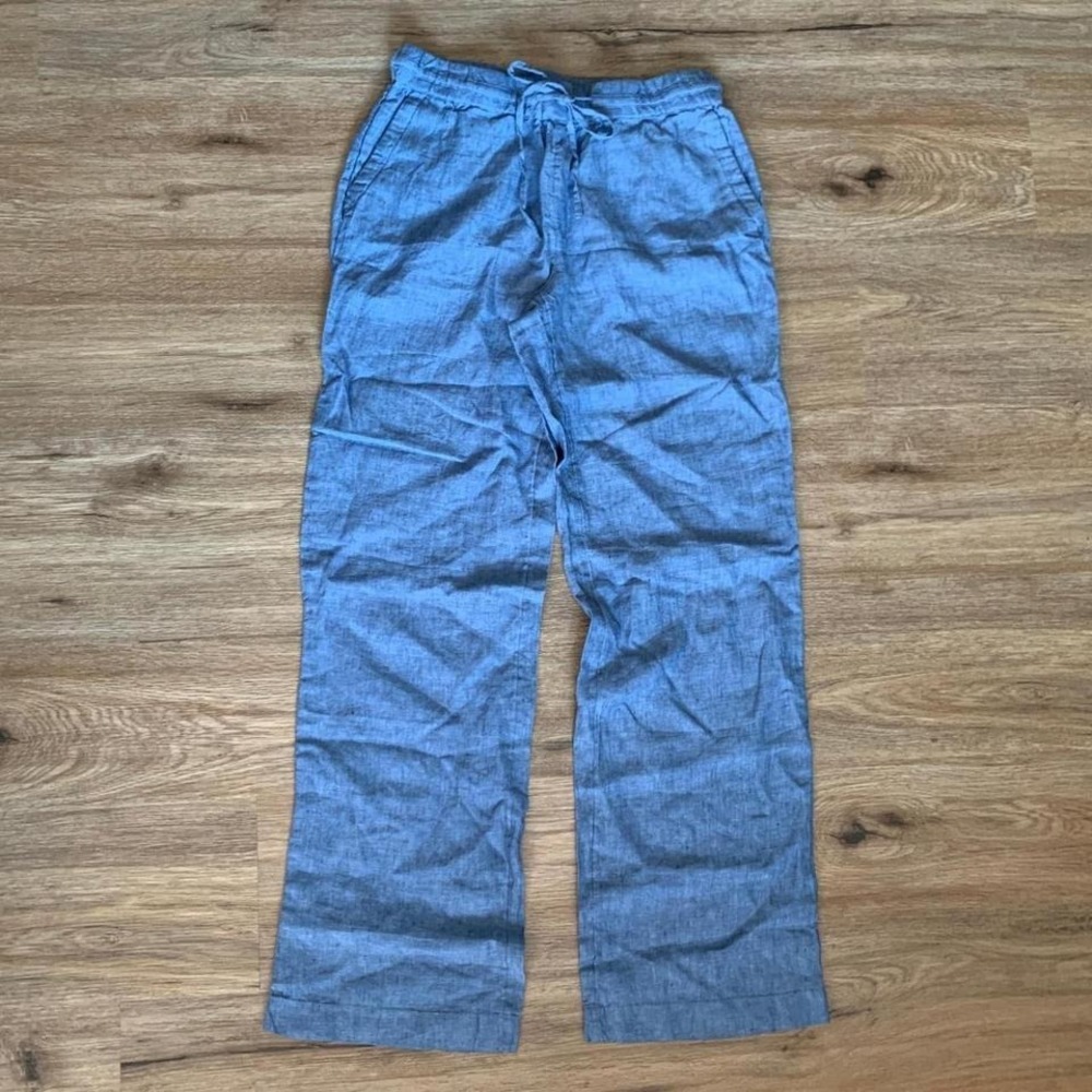 Charter Club Blue Linen-Blend Drawstring Pants